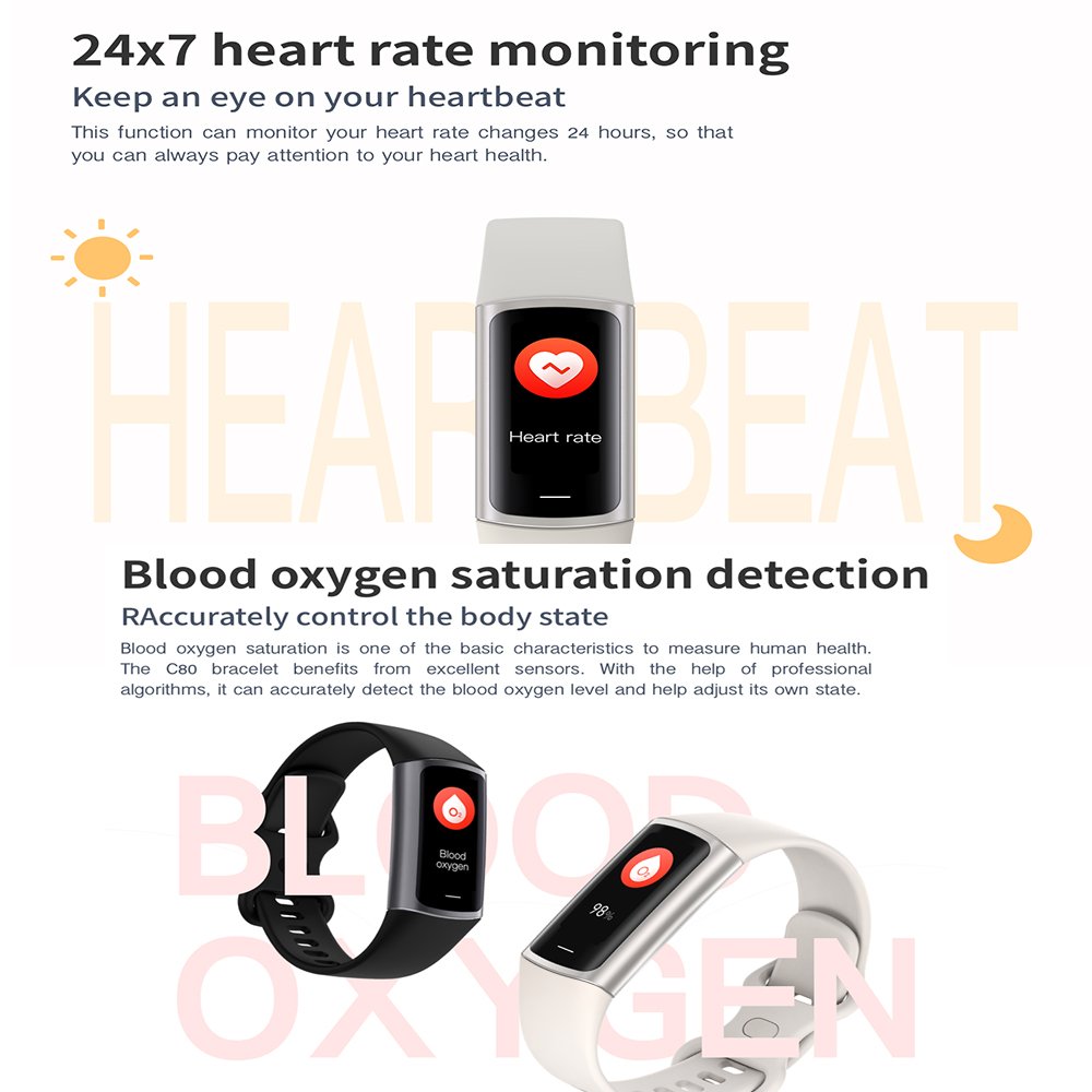 C68 heart rate health test 25 sports mode Fitness tracker AMOLED screen smart watch bracelet band C68
